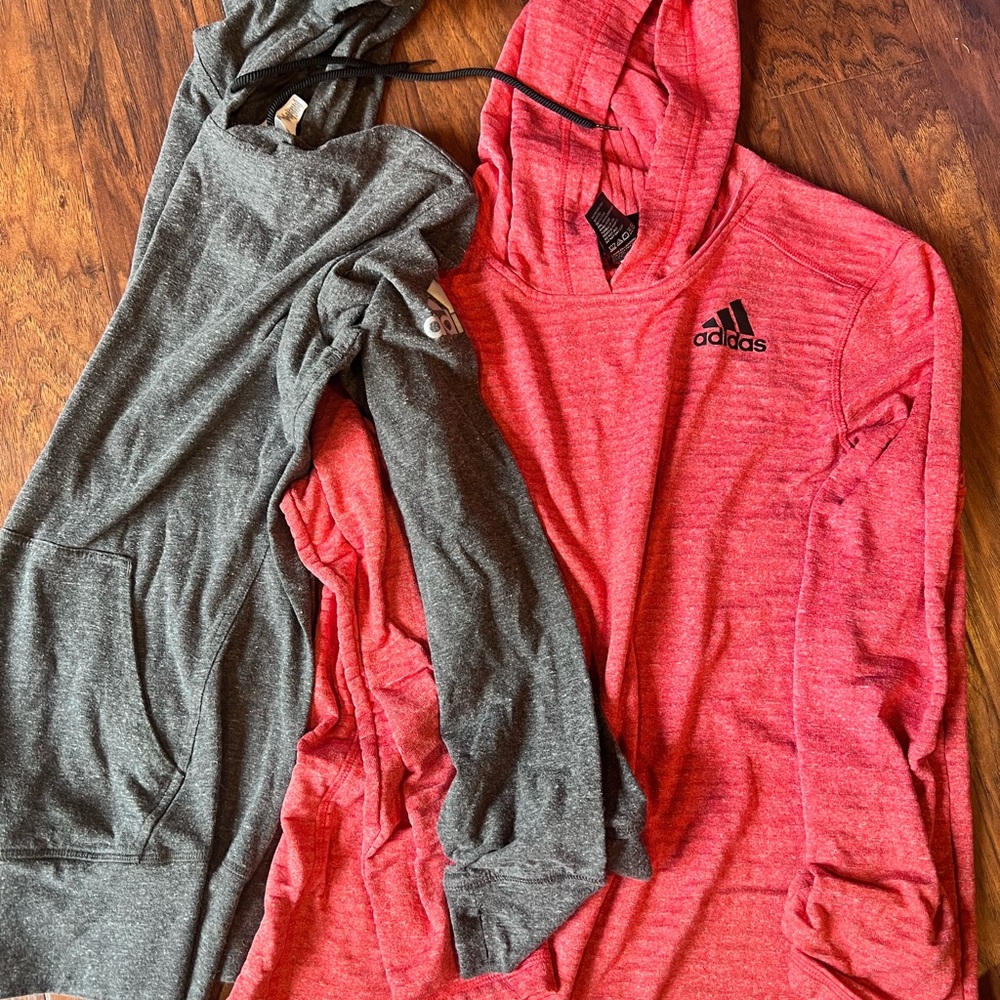 Adidas Red and Gray Hoodies Set